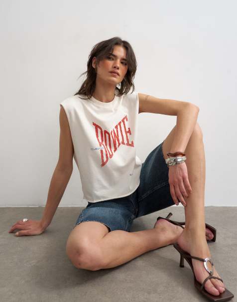 Topshop Bowie graphic tank in ivory - view 1