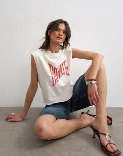 Bowie graphic tank in ivory