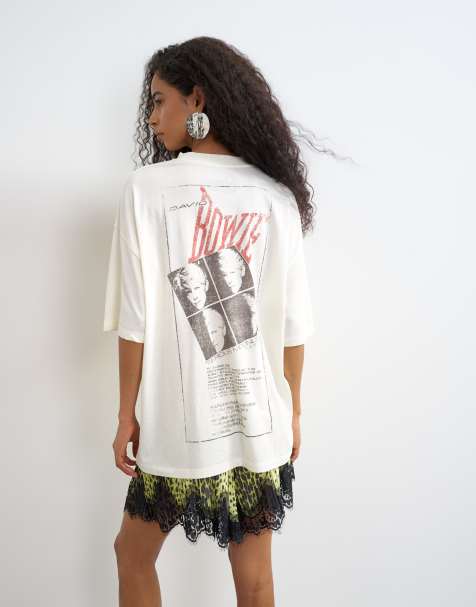 Topshop Bowie oversize biały T-shirt z nadrukiem - view 1