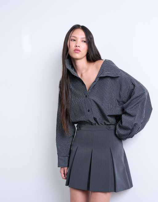 Topshop box pleat gray mini skirt