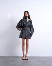 Topshop box pleat grey mini skirt