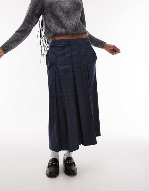Navy Pleated Pleated Midi Skirt Topshop Jw Anderson Skirts Jw