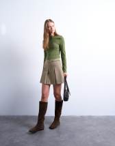 Topshop box pleat taupe mini skirt