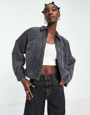 Zara cropped 2025 black denim jacket