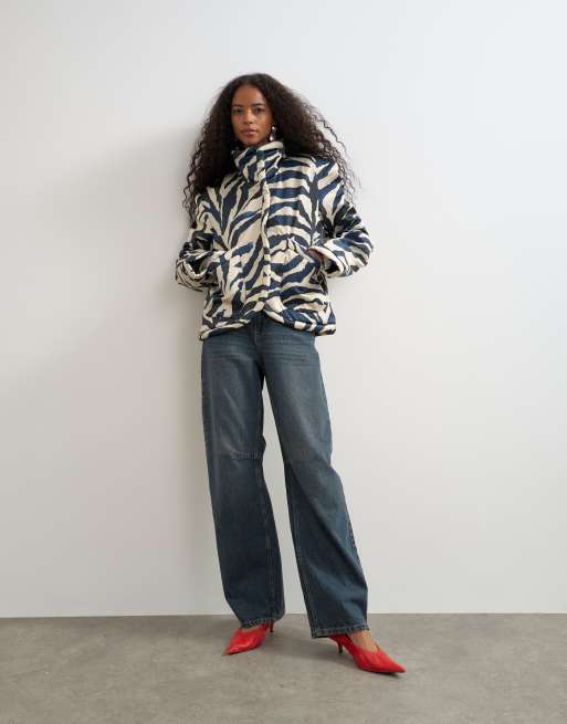 Topshop boxy jack met opstaande boord in zebra print, 3 van 4