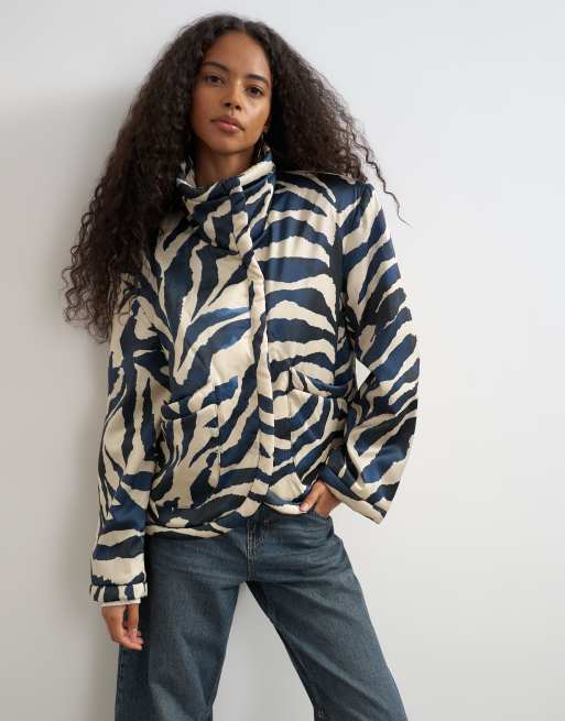 Topshop boxy jack met opstaande boord in zebra print, 4 van 4