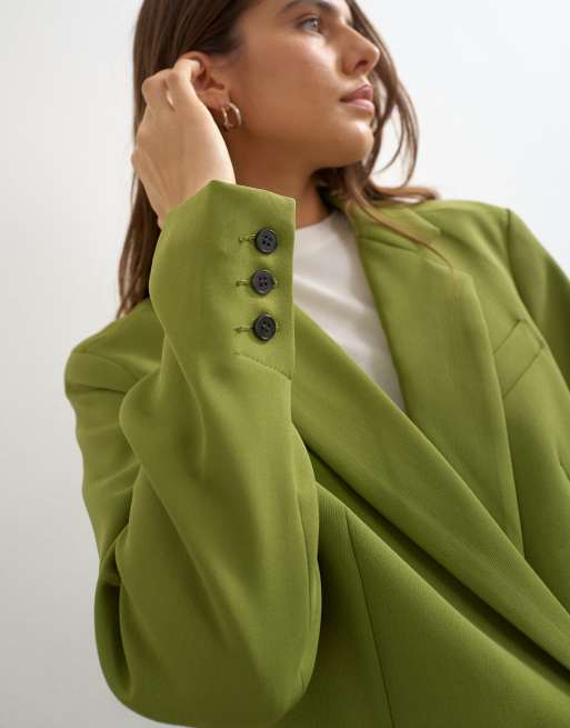 Topshop boxy marynarka midi w kolorze oliwkowym, 2 z 4