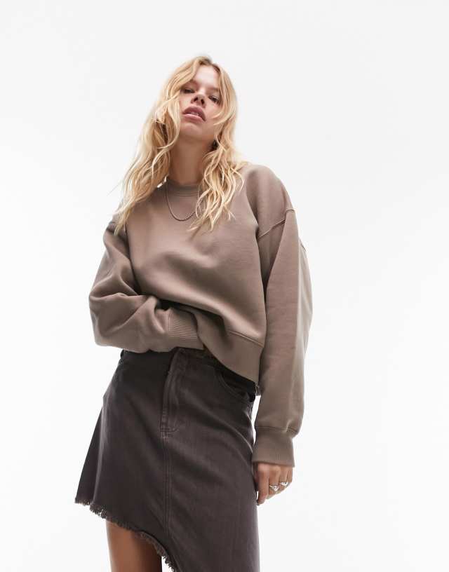 Topshop - boxy sweat in taupe