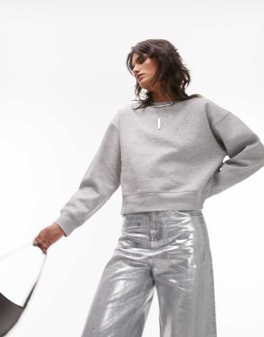 Topshop - Boxy sweater in gemêleerd grijs