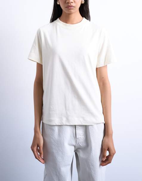 Topshop boxy tee in ecru - view 1