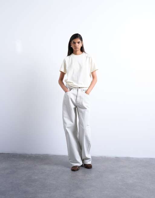 Topshop boxy tee in ecru, 2 of 4
