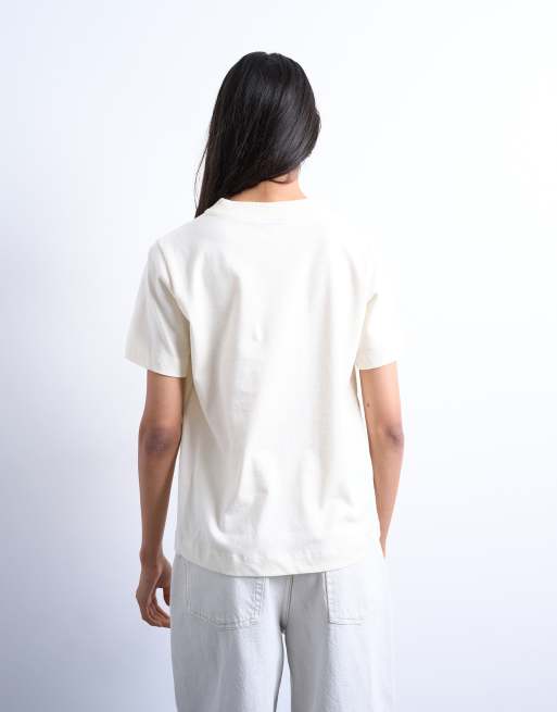 Topshop boxy tee in ecru, 4 of 4
