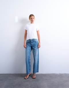 Model wearing Boxy tee in white