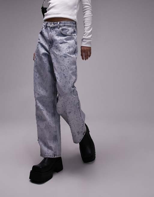 Topshop boyfriend extreme ripped lowslung jeans in bleach, 5 of 5