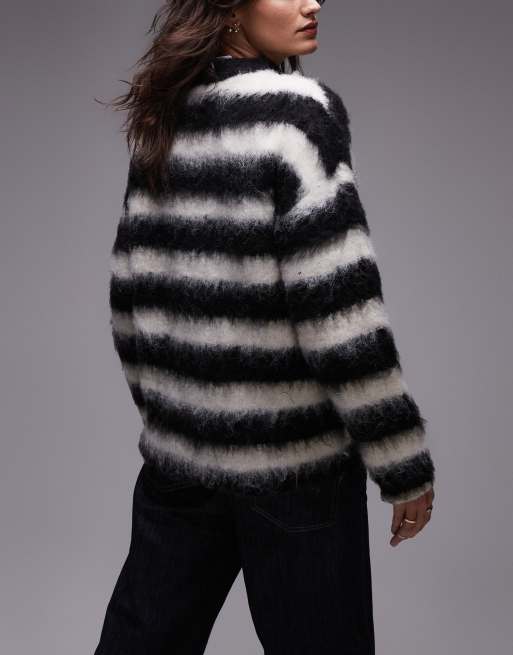 Topshop - Boysy - Maglione oversize sofficissimo monocromatico a righe, 2 di 4
