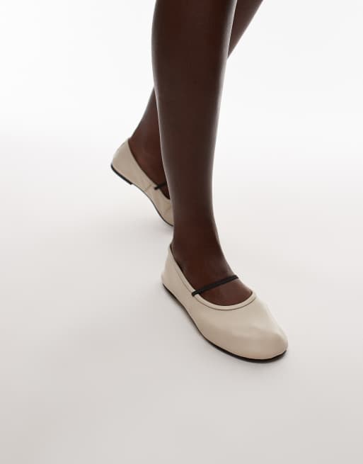 Topshop Brad ballerina with elastic strap in off white