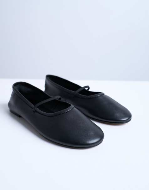 Topshop - Brad - Ballerines en cuir à bride élastique - Noir - view 1