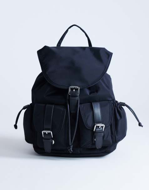 Topshop - Bradley - Rugzak van nylon en PU met zakken in zwart - view 1