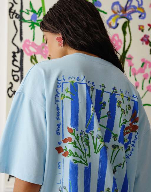 Topshop – Bradley.B – Ljusblå t-shirt med tryck baktill, 3 av 4