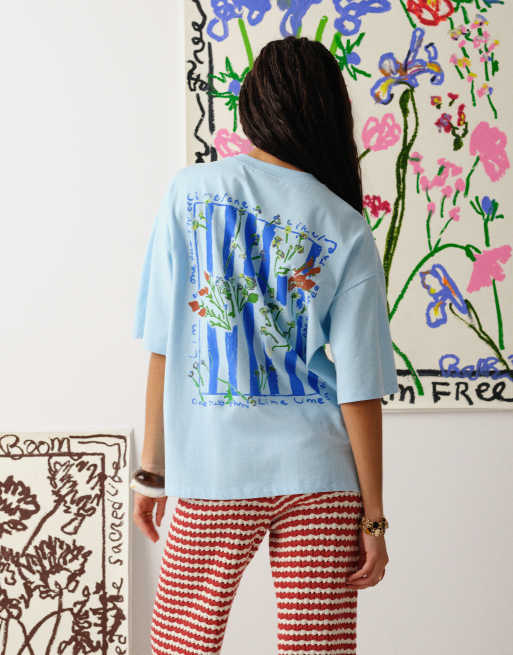 Topshop – Bradley.B – T-Shirt in Hellblau mit Rückenprint, 2 von 4