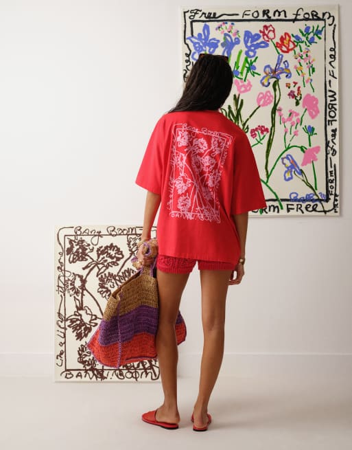 Topshop – Bradley.B – T-Shirt in Rot mit Rückenprint, 2 von 4