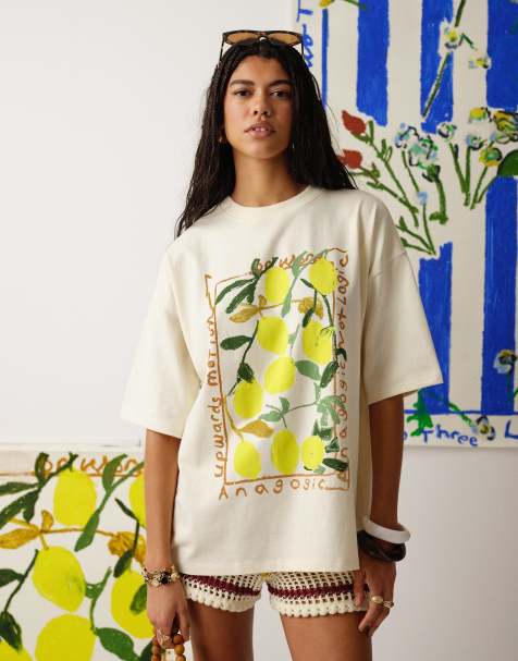 Topshop graphic  Bradley.B lemon print t-shirt in yellow