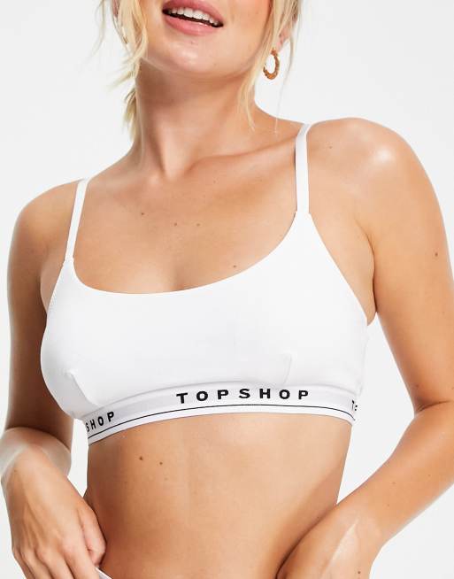 Topshop branded crop bra in white