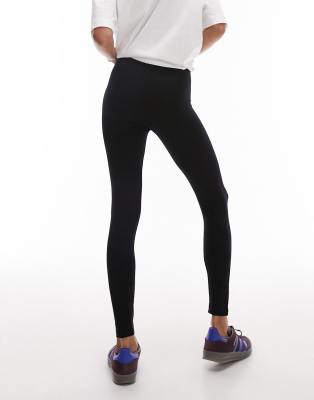 Topshop branded elasticized leggings in black | ASOS