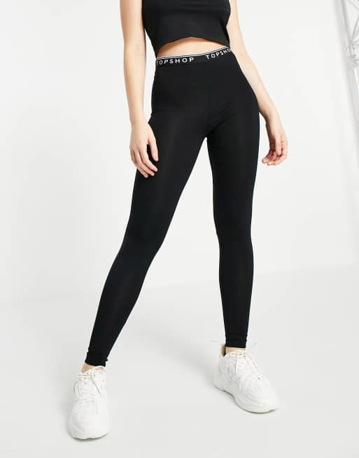 Topshop branded leggings in black