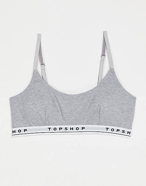 Topshop branded seamless padded bra in grey marl