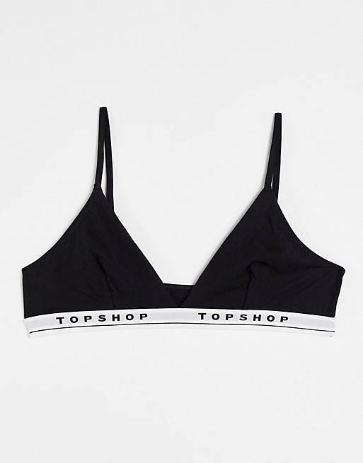 Topshop branded triangle bra in black