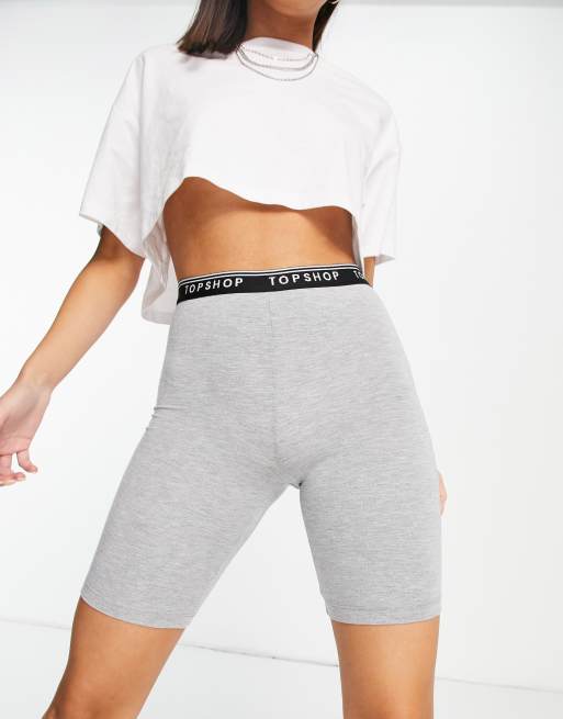 Topshop branded waist legging short in grey - ShopStyle