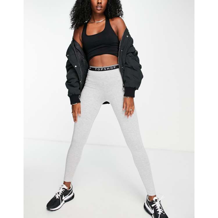 Topshop branded waistband leggings in gray