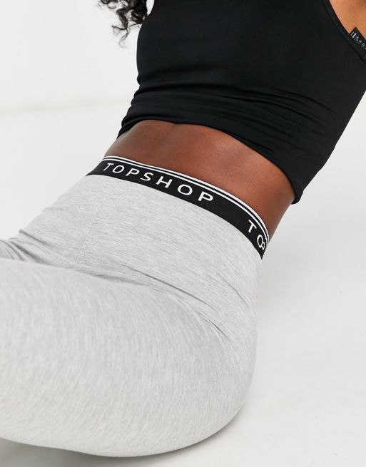 Topshop branded waistband leggings in gray
