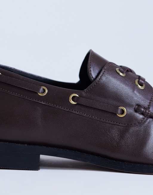 Topshop – Brandi – Czekoladowe sznurowane buty ze skóry, 2 z 4