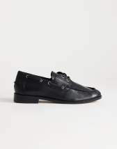 Topshop Brandi leather lace up shoe in black