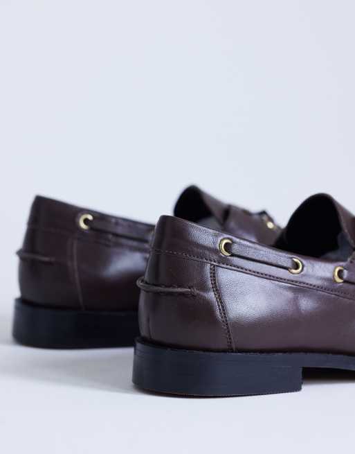Topshop Brandi leather lace-up shoes in chocolate, 4 of 4