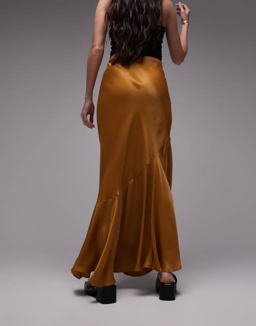 Topshop – Brązowa spódnica maxi z ozdobnym szwem, 3 z 4