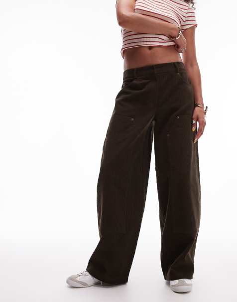 Topshop cord trouser in brown