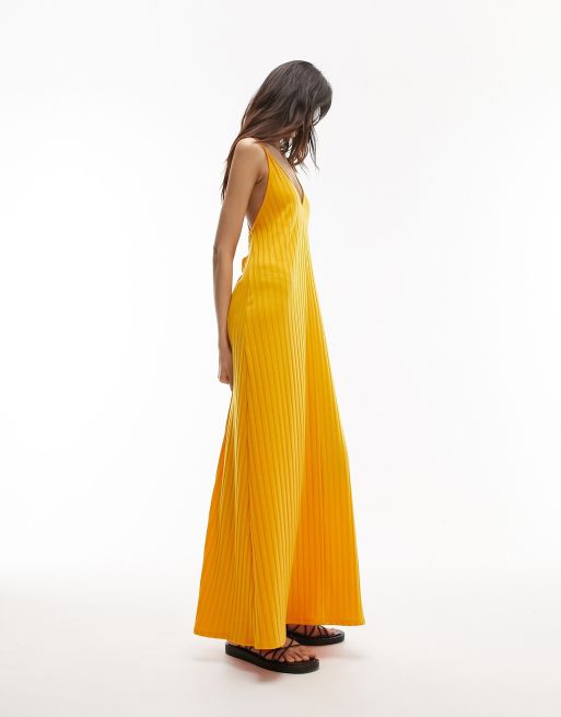 Topshop - Bredt ribstrikket maxikjole i orange jersey, 4 af 4