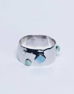Bree large bangle bracelet with stones in silver
