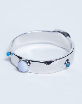 Topshop - Bree - Petit bracelet jonc avec pierres - Argenté