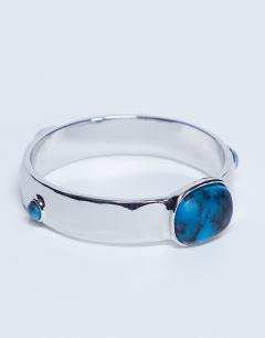 Model wearing Bree small bangle with stones in silver