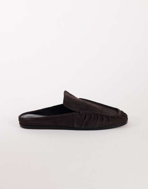 Topshop Brianna mocasín mule fruncido en chocolate - view 1