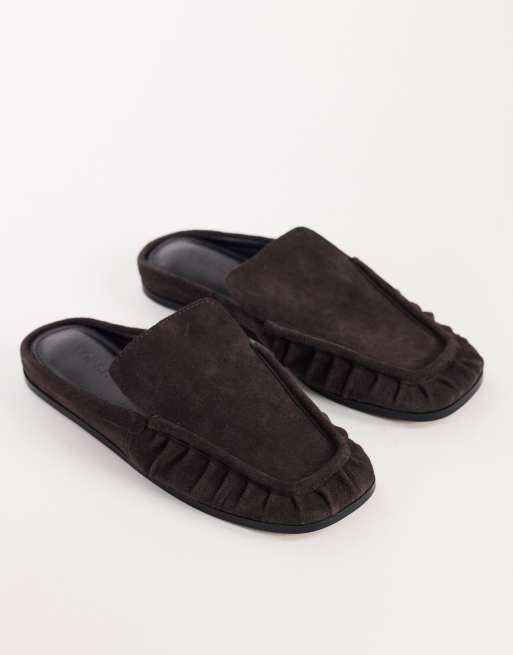 Topshop Brianna mocasín mule fruncido en chocolate, 2 de 4