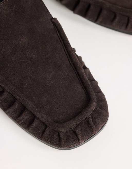 Topshop Brianna mocasín mule fruncido en chocolate, 4 de 4