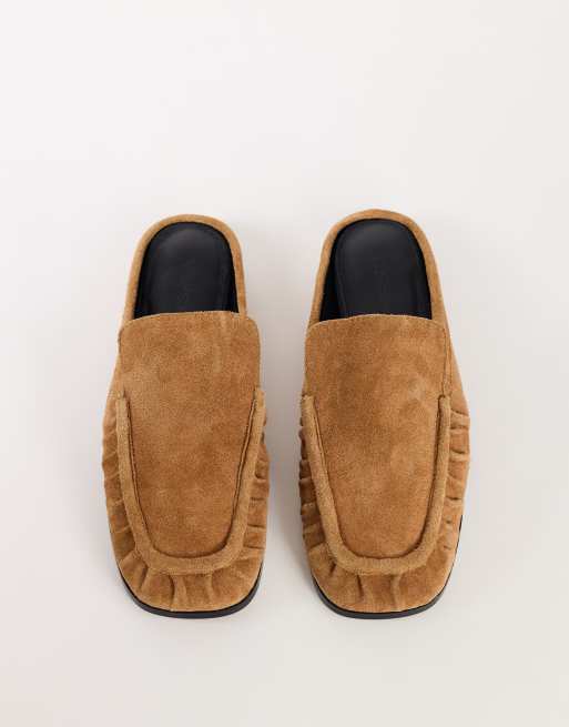 Topshop Brianna mule en daim froncé camel, 3 de 4