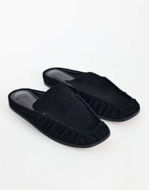 Topshop Brianna real suede ruched mule in black, 2 of 4