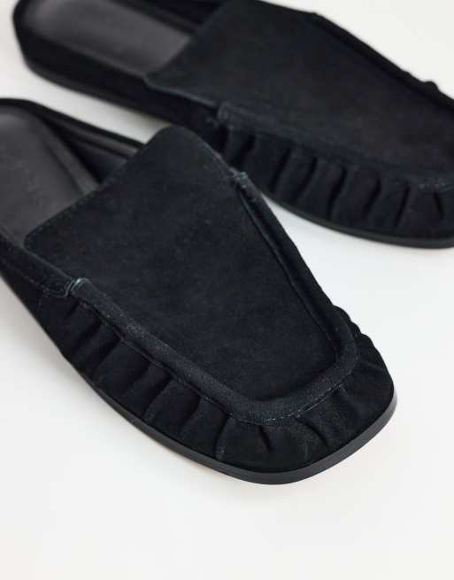 Topshop Brianna real suede ruched mule in black, 4 of 4