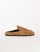 Topshop Brianna real suede ruched mule in tan